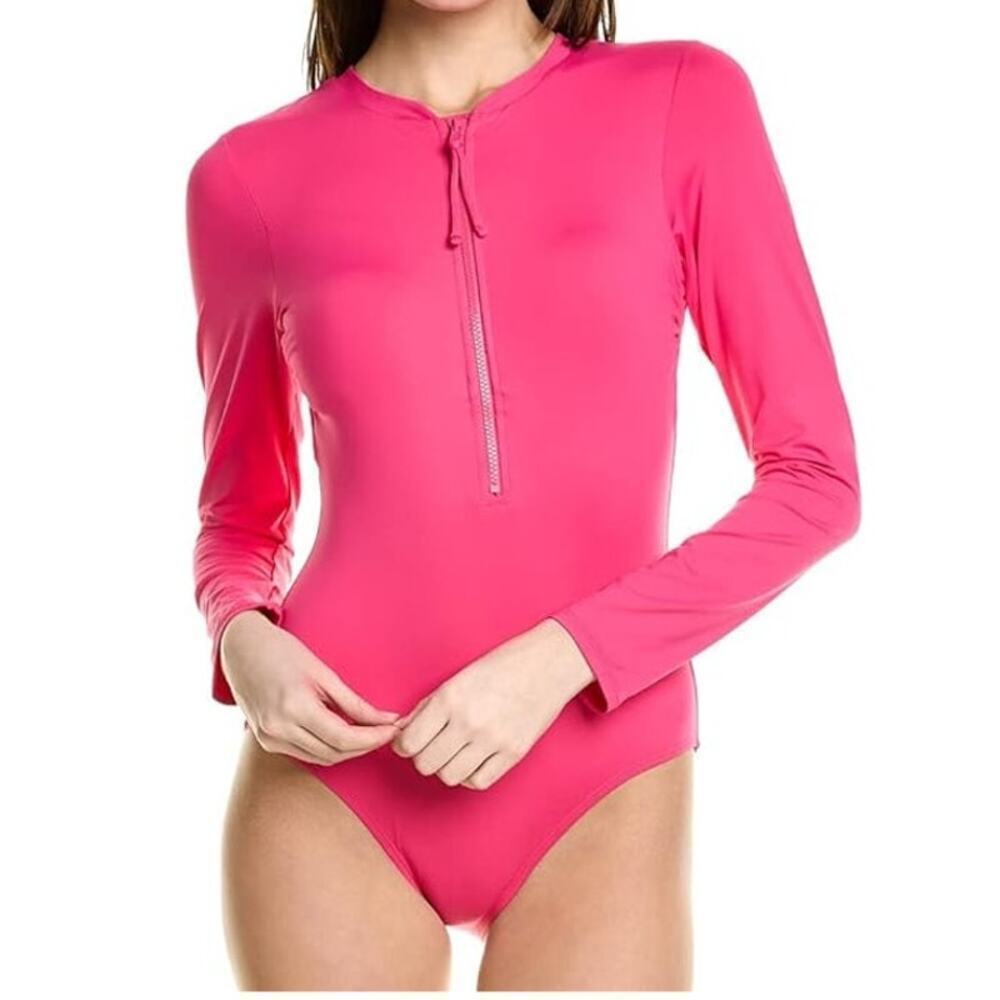 Anne Cole Women's Zipper Removable Padding Rashguard One Piece Swimsuit Size 12